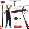 GJMSSMY 6M Telescopic Brush with Squeegee & Soap Dispenser, Water Fed Window Cleaning Pole, Solar Panel Cleaning Brush, Window & Roof & Conservatory Cleaning Equipment, 55cm Brush