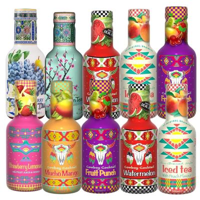 Variety flavours Juice Drink 500ml-Mango,Strawberry Lemonade,Fruit Punch Lemonade,Watermelon,Iced Tea Peach,Green Teaa,Iced Teaa Lemon,Blueberry WhiteTeaa-Arzn (06 Bottles, Random Mixed)