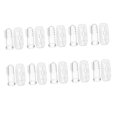 ERINGOGO 10 Sets Finger Toothbrushes with Storage Cases Soft Silicone Toothbrushes for Gentle Gum Massage and Teeth Cleaning Safe for Newborns and Pets Easy to Carry and Clean