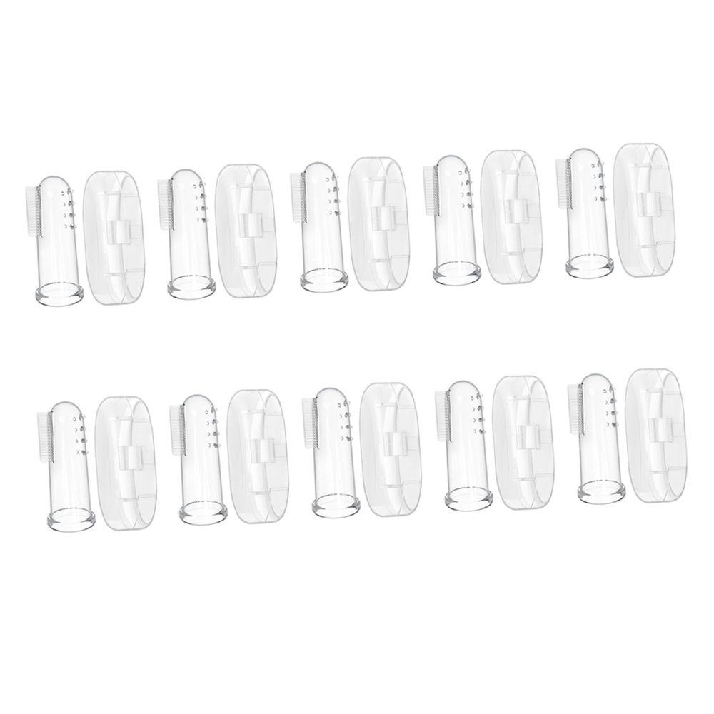 ERINGOGO 10 Sets Finger Toothbrushes with Storage Cases Soft Silicone Toothbrushes for Gentle Gum Massage and Teeth Cleaning Safe for Newborns and Pets Easy to Carry and Clean