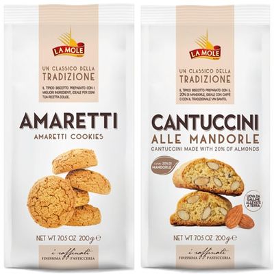 La Mole - Italian Biscuits Selection | Amaretti (200g) & Cantuccini (200g) | Gourmet Artisan Italian Biscuits | Made in Italy