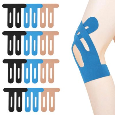 12 PCS Kinesiology Tape for Knee Pain Relief Pre-Cut Elastic Knee Tape Waterproof Sports Tape for Muscle Support & Joint Discomfort Durable Athletic Tapes