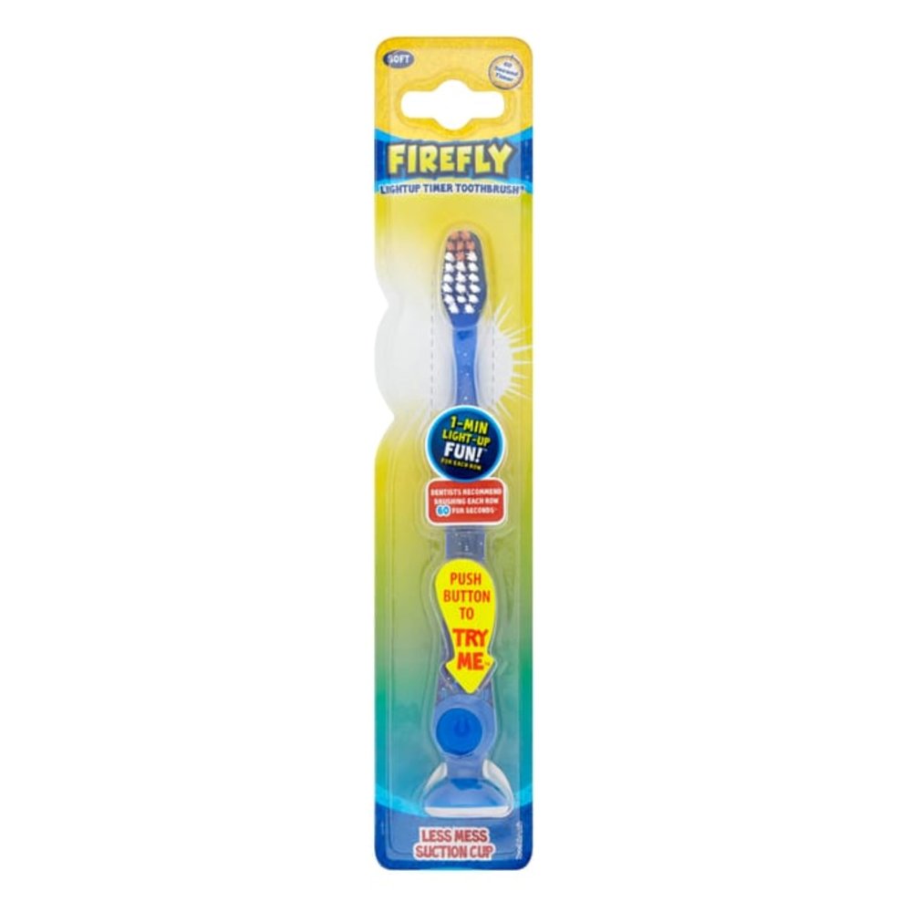 Katsy Style Firefly Lightup Timer Toothbrush - Fun and Engaging, 60-Second Timer, Soft Bristles, Suction Cup Base