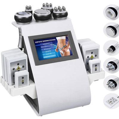 GYQSSD 6 in 1 Cavitation Machine, Professional Vacuum Body Facial Anti-wrinkle Sculpting Beauty Device with 6 Probes, RF Vacuum Fat Removal Machine for Face, Abdomen, Buttocks and Thighs