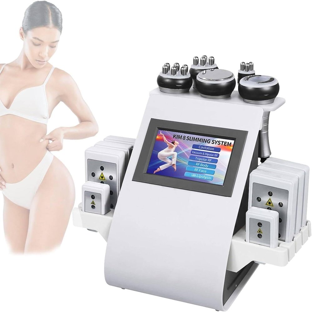 GYQSSD 40K Cavitation Slimming Machine, 6 in 1 Body Sculpting Machine Professional Skin Lift Radio Frequency Massager Multipolar Vacuum Reduction Equipment for Arm Waist Thigh Hip