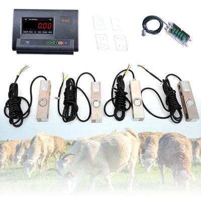 XUXIAO Livestock Scale kit Cattle Chute Scale kit, Electronic Livestock Scale Kit, High Precision Indicator 4 Load Cells, for Cattle Sheep Pigs Animal Pallet Scale