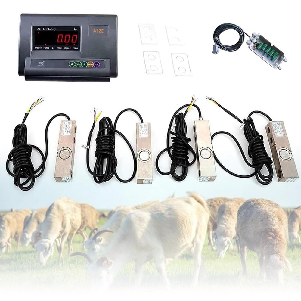 XUXIAO Livestock Scale kit Cattle Chute Scale kit, Electronic Livestock Scale Kit, High Precision Indicator 4 Load Cells, for Cattle Sheep Pigs Animal Pallet Scale