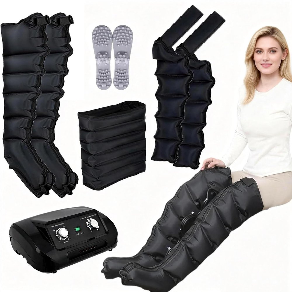 6 Cavity Lymphatic Drainage Leg Massager, Electric Legs Air Compression Massager Waist Legs Arm Relax Instrument, Compression Boots, Leg Massagers for Pain and Circulation