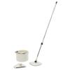 Spin Mop and Bucket, Spinning Mop Bucket Kit with 5 Fiber Pads, 2 Types of Mop Heads,360 Rotatable, Separates Dirty and Clean Water, for Cleaning Floor and Ceramic Tile (White) view 1