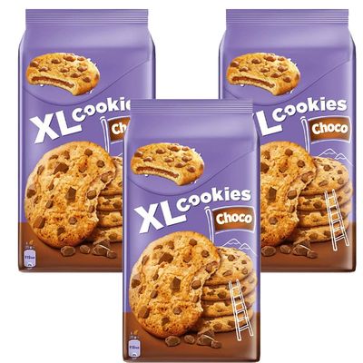 XL Cookies Choco & Hazelnut 184g Large Soft Cookiies with Creamy Chocolate & Crunchy Hazelnuts - Mk (3 x Bag, Choco Cookies)