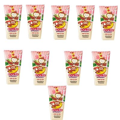 Monkey Strawberry & Banana Smoothie 180ml, Kids Fruit Drink 100% Real Fruit No Added Sugar Hmk (10 x pack)