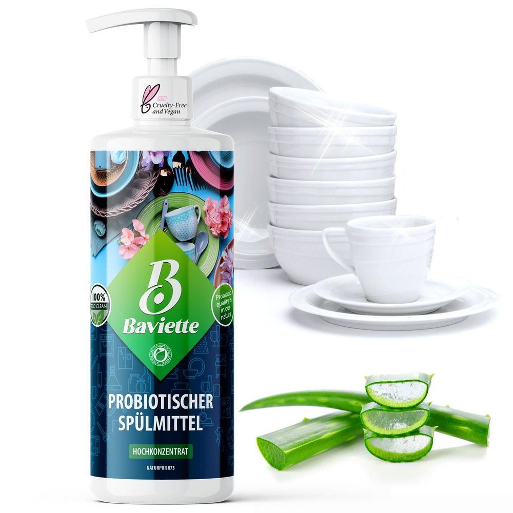 Baviette 500 ml Hand Dishwashing Liquid with Aloe Vera Gentle, Skin-Friendly Cleaning for Dishes & Glassware pH-Balanced, Long-Lasting & Freshly Scented Microbiologically Inspired Formula