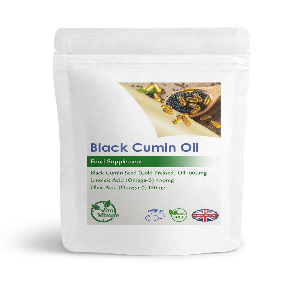 Black Cumin Seed Oil 1000mg, Cold Pressed Softgel Capsules, Skin, Hair, Immunity and Digestive Support (Pack of 90)