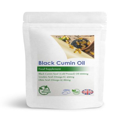 Black Cumin Seed Oil 1000mg, Cold Pressed Softgel Capsules, Skin, Hair, Immunity and Digestive Support (Pack of 120)