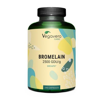 Vegavero Bromelain 650 mg | High Strength - 2500 GDU/g | Gastro-Resistant DrCaps | NO Additives, Lab-Tested | Pure Pineapple Enzyme | 240 Capsules | Vegan