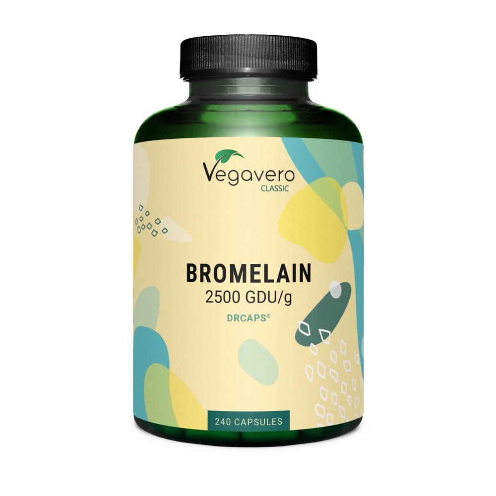 Vegavero Bromelain 650 mg | High Strength - 2500 GDU/g | Gastro-Resistant DrCaps | NO Additives, Lab-Tested | Pure Pineapple Enzyme | 240 Capsules | Vegan