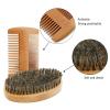 Beard Comb and Brush for Men, Mustache Beard Grooming Kit for Men Combing, Ergonomic Barber Styling Shaving Grooming Care Products for Removing Debris Massages Face view 4