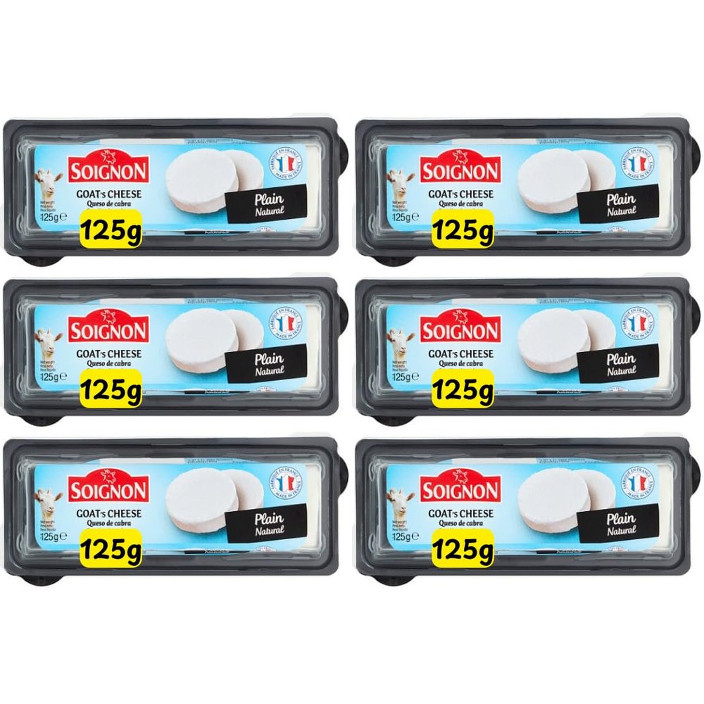 Soignons Natural Plain Goats Cheese (6x125g)
