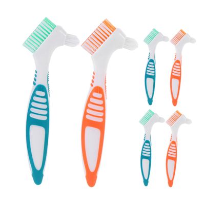 Didiseaon 6pcs Double-Sided Denture Cleaning Brush Portable for Travel Elderly Oral Care False Teeth Scrubber