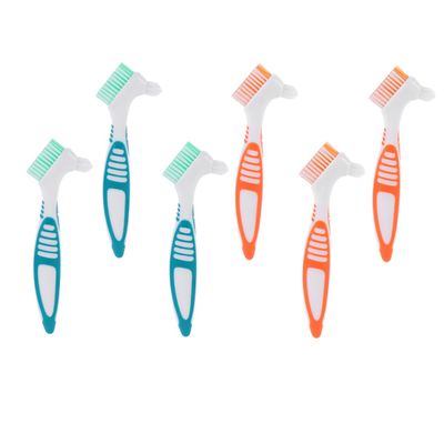 Homoyoyo 6pcs Dual Headed Denture Cleaning Brush Hard Bristle Toothbrush for False Teeth Care Oral Appliance Cleaner