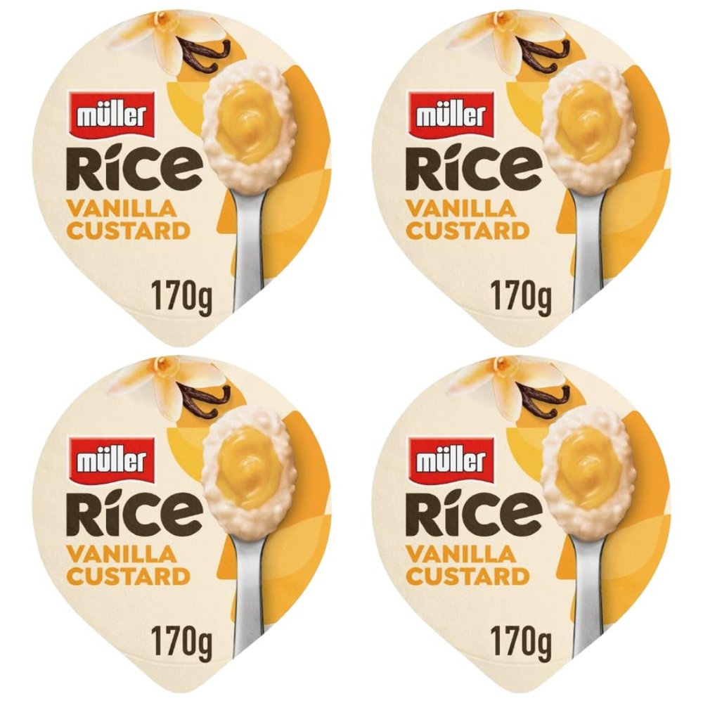 4x170g Rice Pudding Dessert Vanilla Custard Mullers Low Fat (Vanilla 4x170g)
