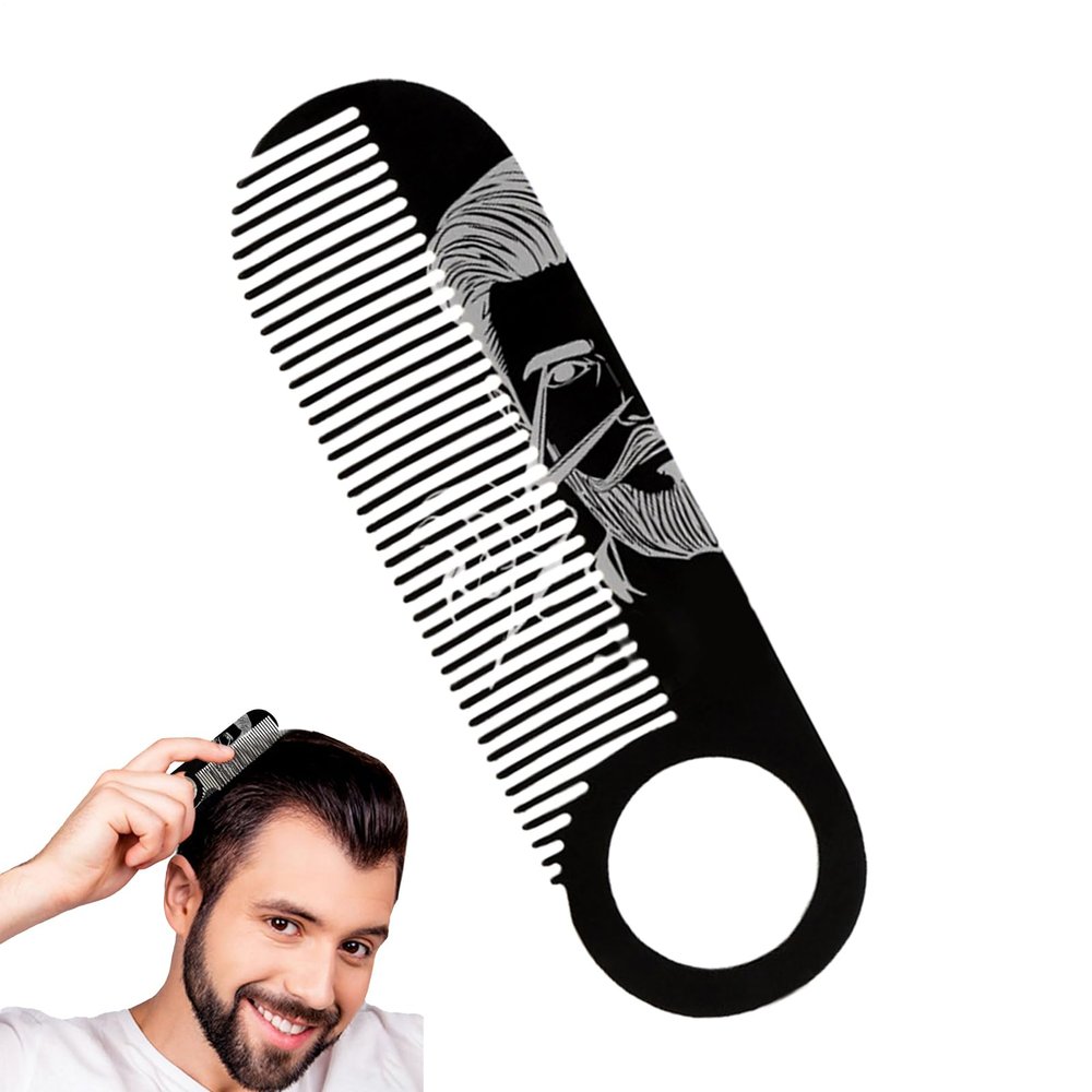 Beard Comb for Men,Fine Tooth Mustache Brush | Anti-Snag Portable Shaping Tool, Double-Purpose Hair Detailing Brush for Men Father Husband