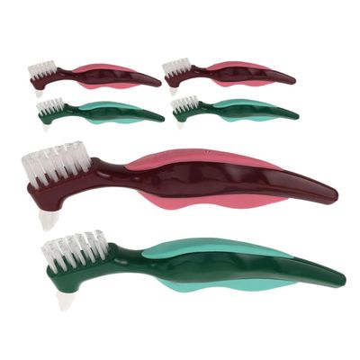 ELAYARD 6pcs Denture Cleaning Brush Partial Denture Brush Dual-Sided Nylon