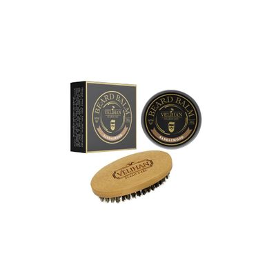 Velihan Beardcare - Beard Care Duo Pack - Beard Balm - Beard brush- Beard care set - Gift for him - Gift for boyfriend - Gift set men (30g, Sandalwood)
