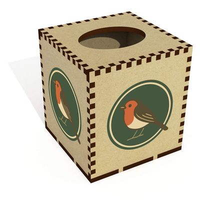 Azeeda Square 'Robin Emblem' Wooden Tissue Box Cover (TB00069820)