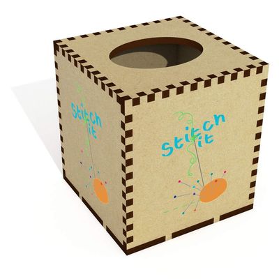 Azeeda Square 'Enjoy Yourself Sewing ' Wooden Tissue Box Cover (TB00069813)