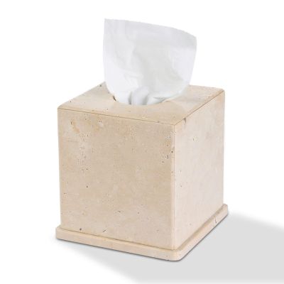 Turkish Natural Marble Tissue Box Cover, Beige Tissue Organizer