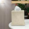 Turkish Natural Marble Tissue Box Cover, Beige Tissue Organizer view 2