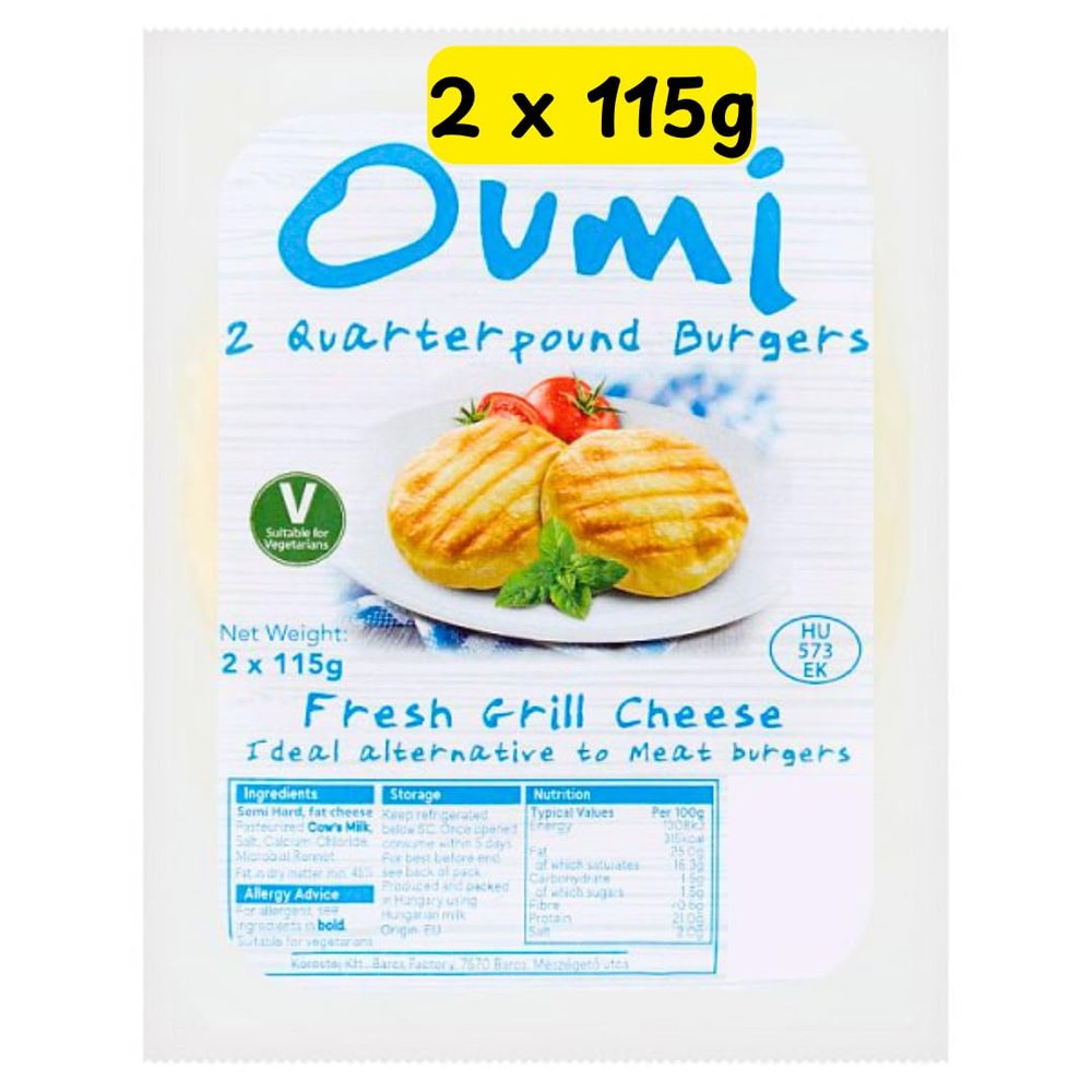 Fresh Grill Cheese 2x115g, Quarter Pounder Burgers Alternative, Vegetarian (1 pack)