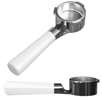 For Days 54mm Flat Base Bottomless Naked Portafilter Intended for Breville Espresso Machines, Includes Filter Basket, Wood Handle, Plastic Handle, Stainless Steel (White Handle - Original)