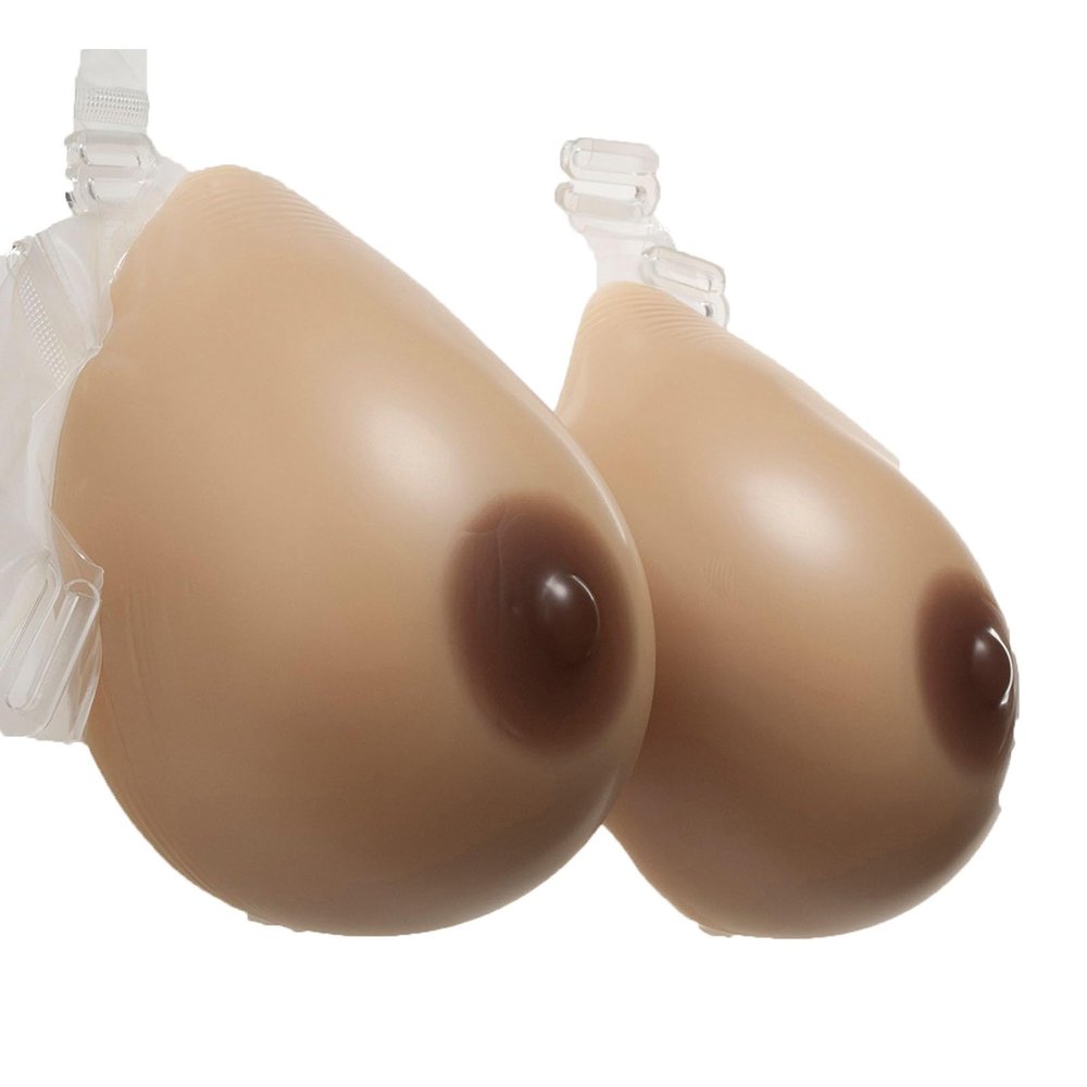 Full Bust Silicone Breast Forms Water Drop Fake Boobs for Crossdresser & Transgender, Comfortable One-Piece Prosthesis Tan Skin Tone (S)