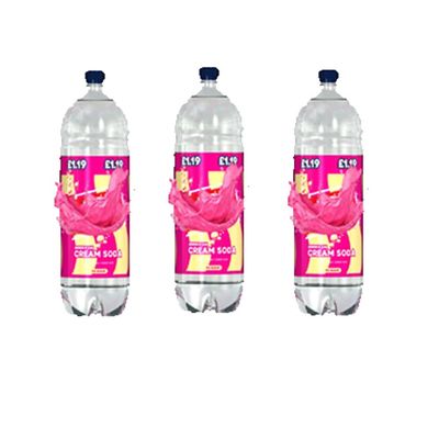 Cream Soda Flavour Sparkling Soft Drink with Sweeteners 2L Bottles Fizzy Refreshing Beverage - Br (3 x Bottle)