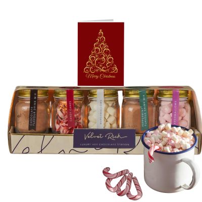Hot Chocolate Station Gifts Set with Hot Chocolate Mix, Cream Powder, Marshmallows & Candy Canes - Christmas Gifts
