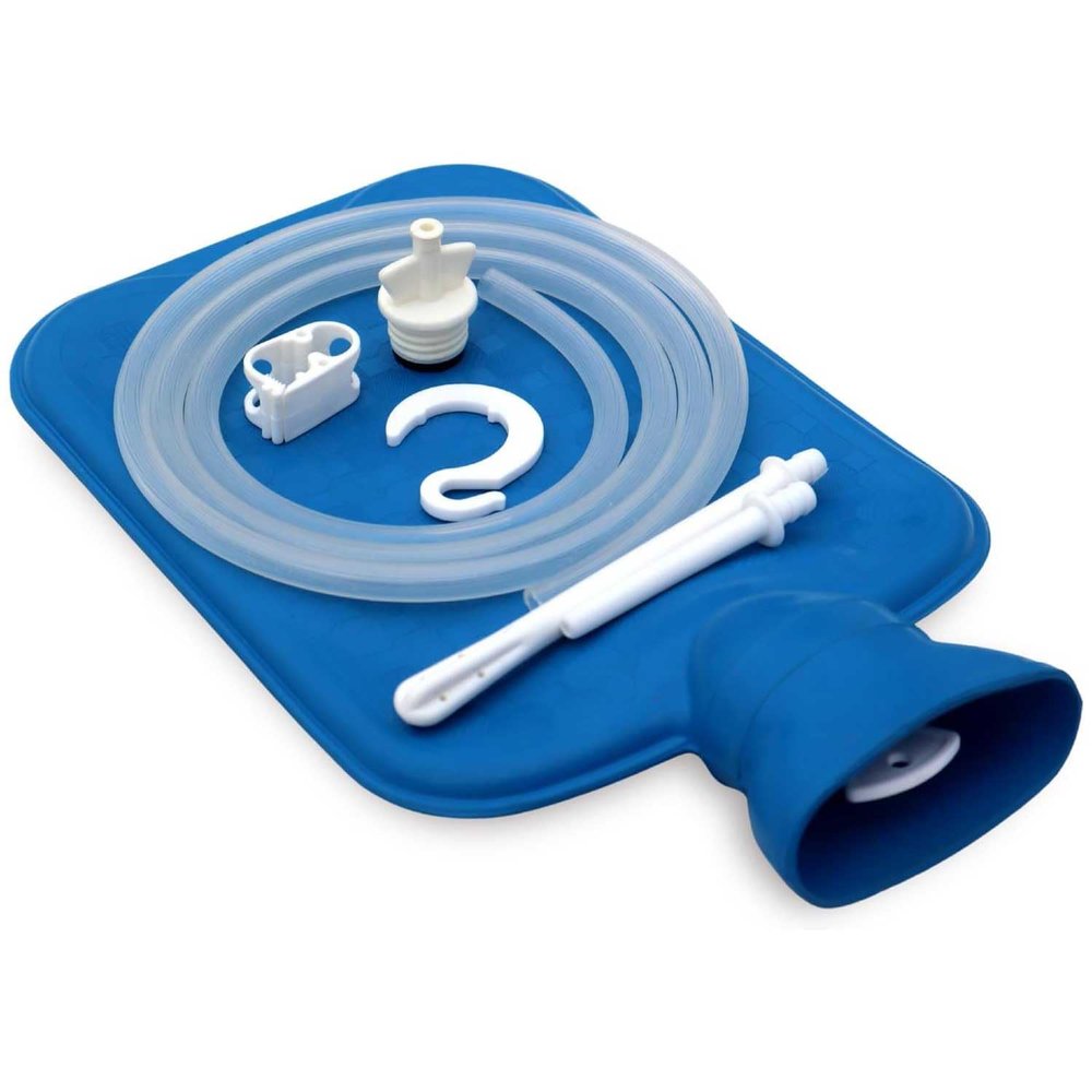 Rubber Enema Bag 2L & Hot Water Bag Kit Reusable 2-in-1 Enema Kit for Colon Cleansing, Constipation Relief, Detox, Pain & Cramp Therapy Leak-Proof, (Blue)