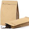 100 PCS Coffee Bags with Valve, (12 oz, 3/4 lb) Stand Up Pouches, Resealable coffee bean bags, Vented food storage bags Pull Tab Side Zipper (Brown) view 1