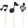 36pcs Musical Notes Cupcake ToppersBlack Glitter Note Cupcake Picks For Rock Music Concerts, Themed Parties, And Birthdays Party Decorations view 1