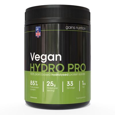 GN Vegan Hydro Pro Hydrolysed Protein Powder Tub | 1kg Unflavoured Pea Protein Powder - Hydrolysed & Plant Based | 25g per Serving | Pea Protein Isolate | Non-GMO