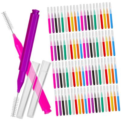 ARTSEWPLY 100pcs Interdental Brushes Toothpicks for Braces Dental Brush Picks Multipack 10 Colors Oral Cleaner for Daily Use Teeth Gap Cleaning Health Care
