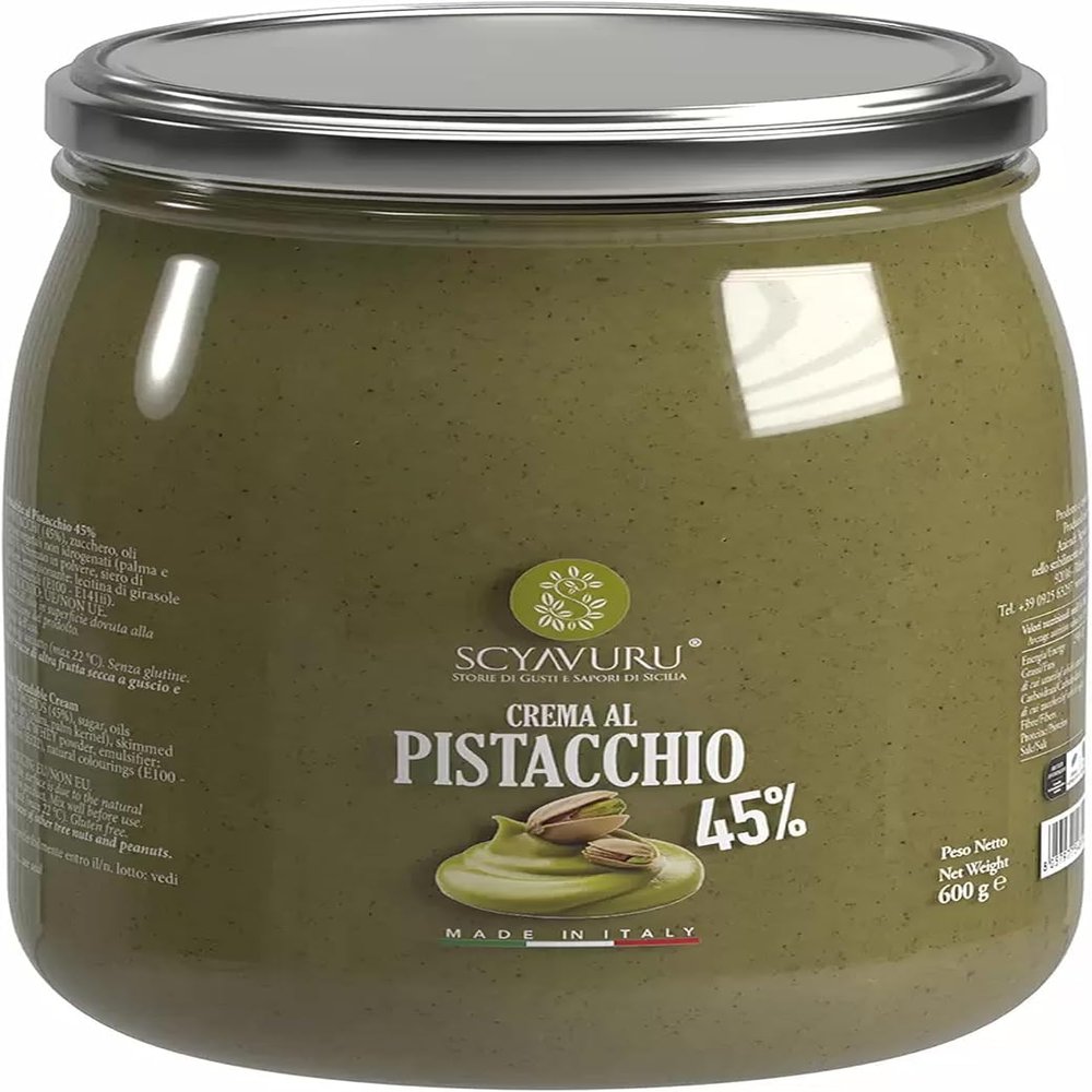 Premium Pistachio Cream Spread 600g Rich Sicilian Nut Paste for Desserts, Ice Cream & Pastries Gluten-Free & Creamy
