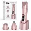 Bikini Trimmer for Women Lady Shavers Electric Razor Facial Hair Removal Nose Hair Trimmer for Face Legs Underarm Pubic Hair, 3-in-1, Rechargeable, IPX6 Waterproof, Wet and Dry Use (Rose Gold) view 1