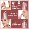 Bikini Trimmer for Women Lady Shavers Electric Razor Facial Hair Removal Nose Hair Trimmer for Face Legs Underarm Pubic Hair, 3-in-1, Rechargeable, IPX6 Waterproof, Wet and Dry Use (Rose Gold) view 3