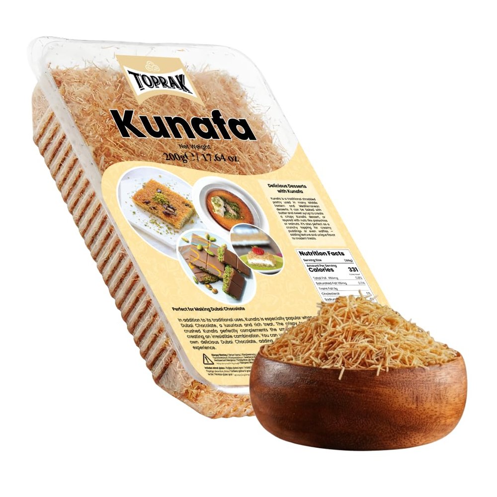 Toprak Kunafa Premium Vegan Kataifi Pastry Ingredient for Viral Dubai Pistachio Chocolate Bar, Filo Dough for Kunafa Spread, Kadayif & Dessert Toppings 200g