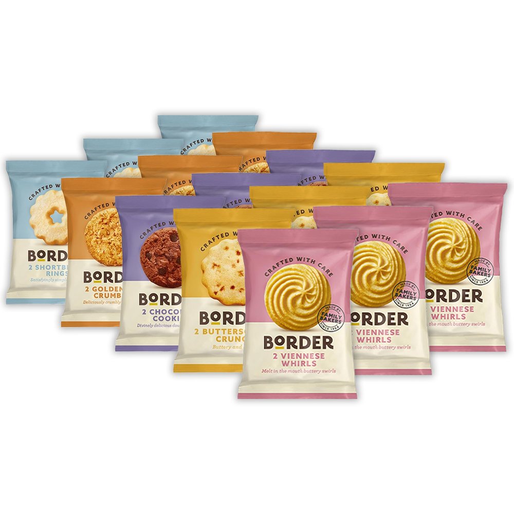 Border Biscuits Variety Bundle Hamper Set of 15 x 2 pack Biscuits (3 Packs of 5 Different Varieties, Individually Wrapped) (15 Packs Total)