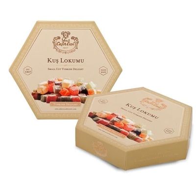 Cafer Erol Turkish Delight Assorted Fruit Flavours 300g Hexagon Gift Box Strawberry, Lemon, Mint, Orange Luxury Traditional Sweets from Istanbul