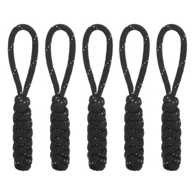 TIXIPEM Zipper Pull Replacement [5PCS] - Woven Paracord Pull Tab Extender Use for Luggage & Backpack & Jacket - [Black, White]