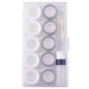 5 Pcs Contact Lens Cases, Contact Lens Holder Portable Eye Contacts Mini Case Container Set with L and R Caps Including Solution Bottle,Rubber-Tipped (Grey and White) view 1